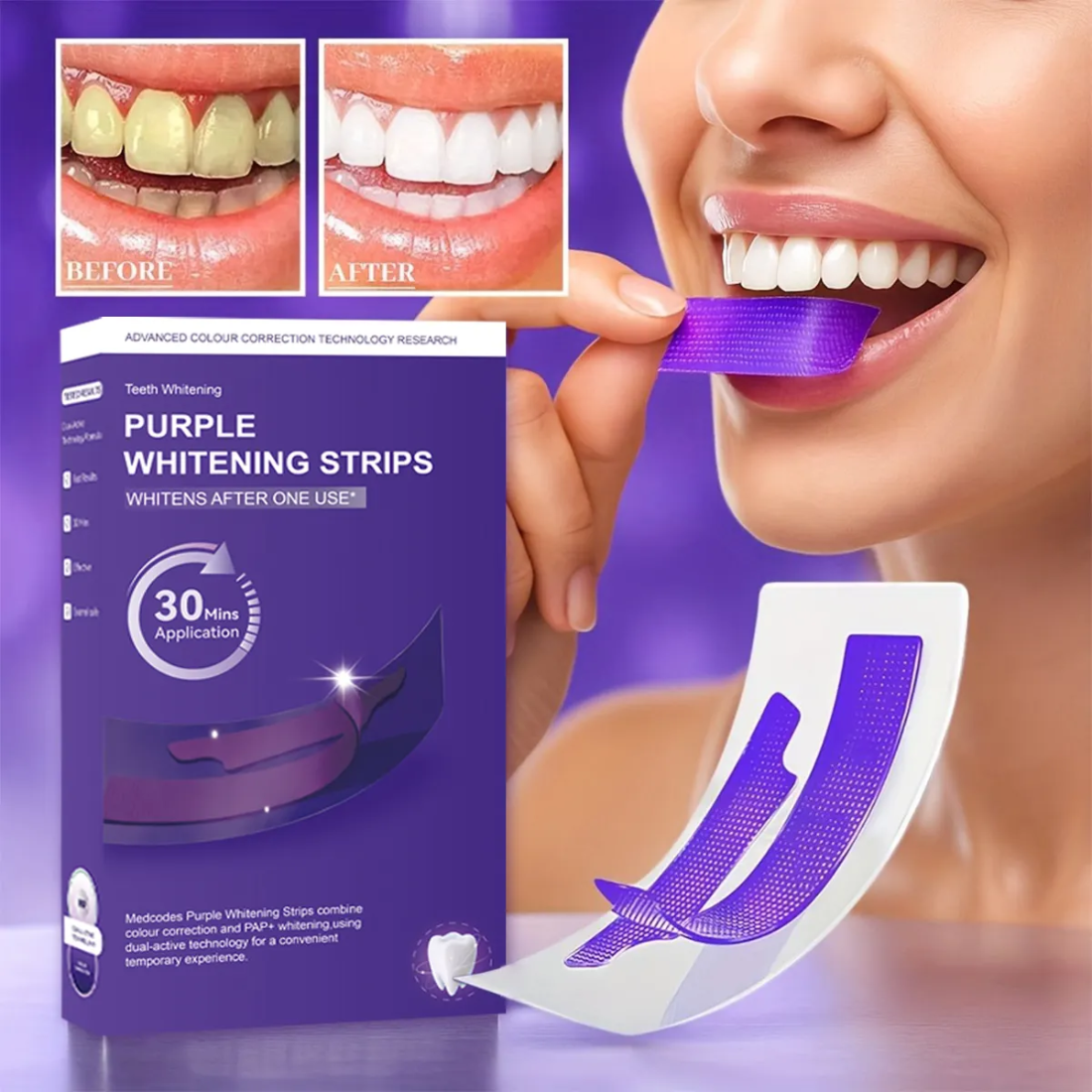 Purple Teeth Whitening Stripes